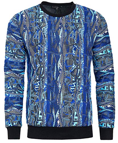 Sweatshirt Herren Designer Rundhals Pulli Streetwear Sweat-Shirt New York Langarm Jacquard Sweater, Farbe:Blau, Größe:XXL von Goob