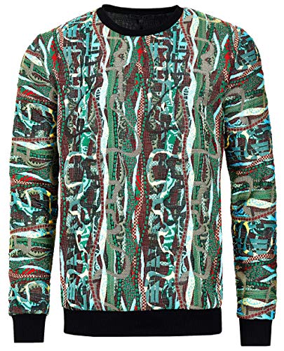 Sweatshirt Herren Designer Rundhals Pulli Streetwear Sweat-Shirt New York Langarm Jacquard Sweater, Farbe:Grün, Größe:S von Goob