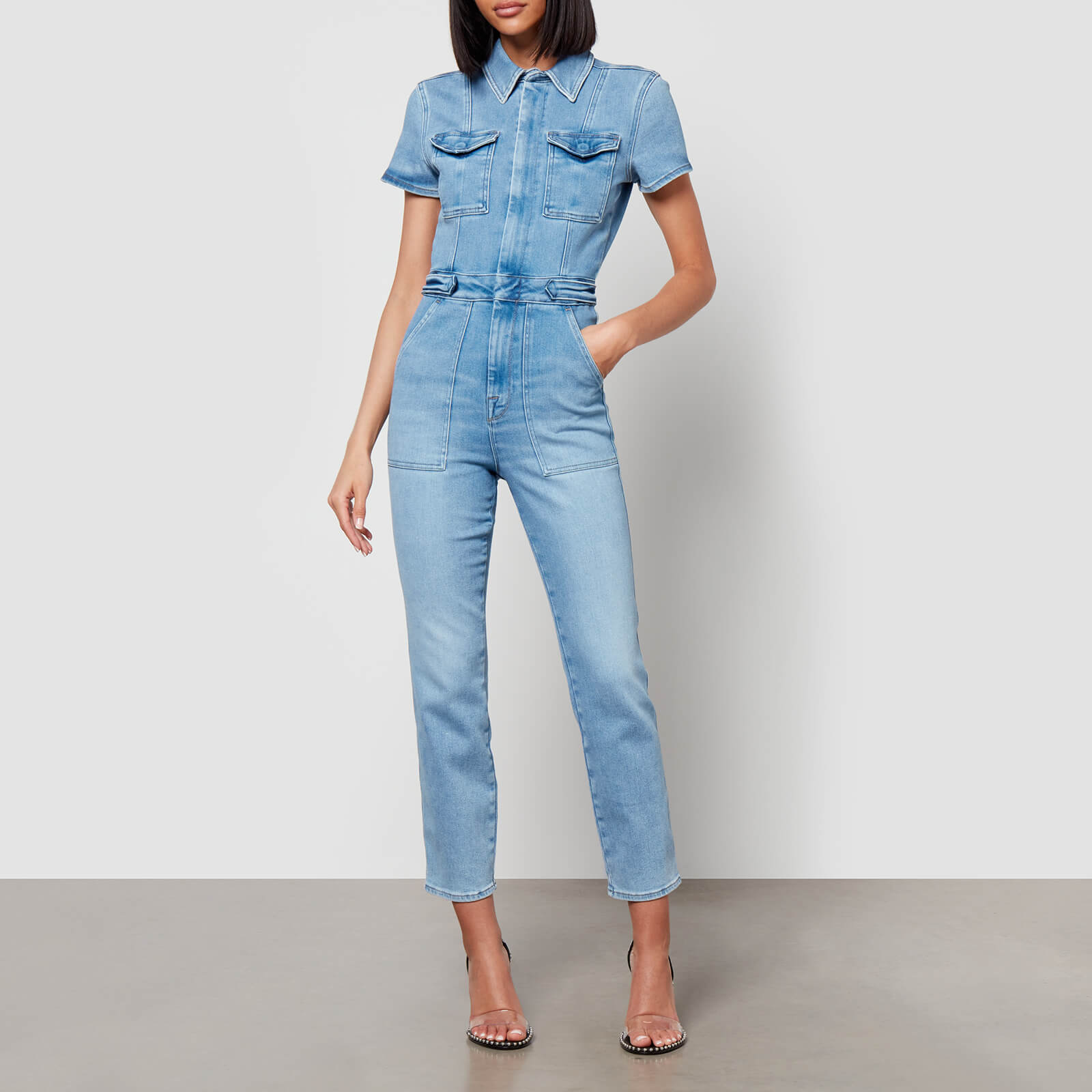 Good American Fit For Success Stretch-Denim Jumpsuit - L von Good American