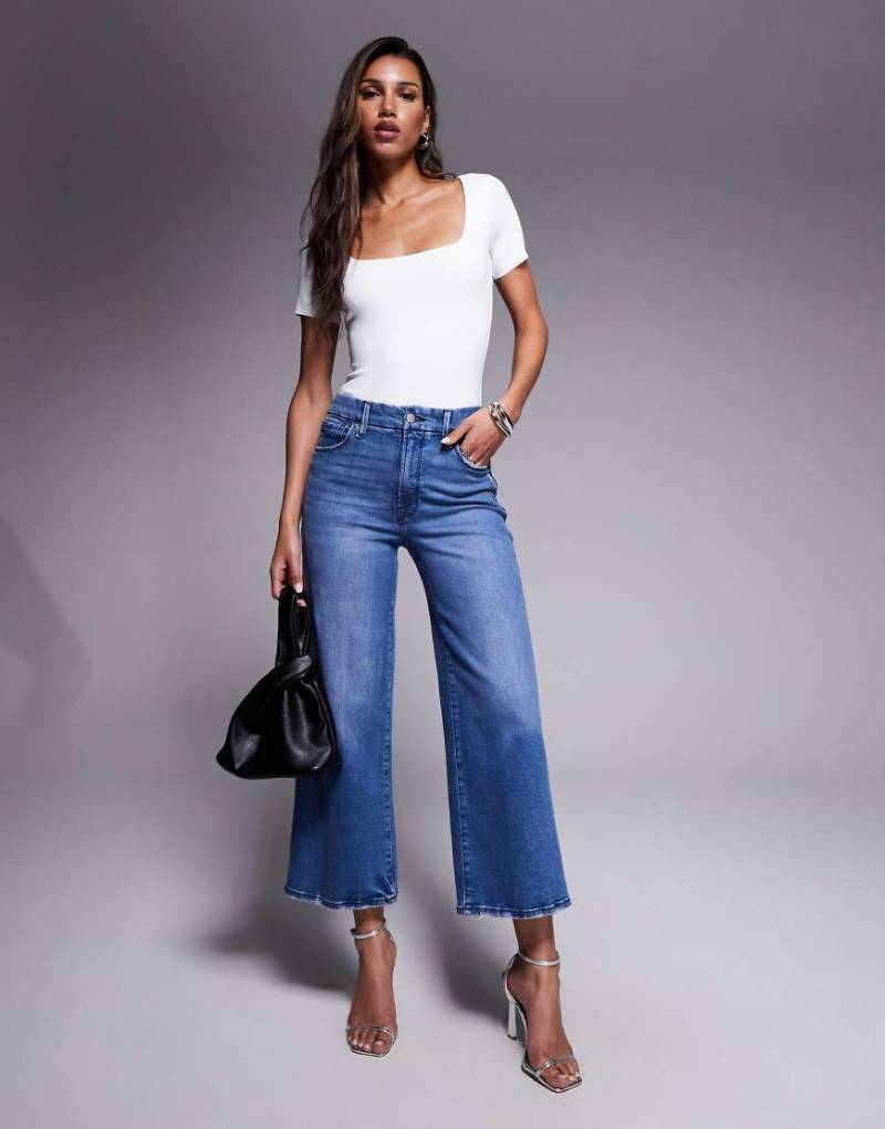 Good American - Good Waist - Cropped Palazzo-Jeans in Dunkelblau von Good American