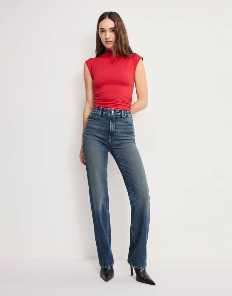 Good American - Soft Tech Good Legs - Straight Jeans in dunklem Indigoblau von Good American