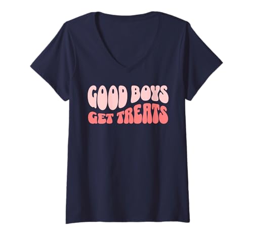 Damen Good Boys Get Treats Womens T-Shirt mit V-Ausschnitt Damen Good Boys Get Treats Womens T-Shirt mit V-Ausschnitt von Good Boys Get Treats Wear