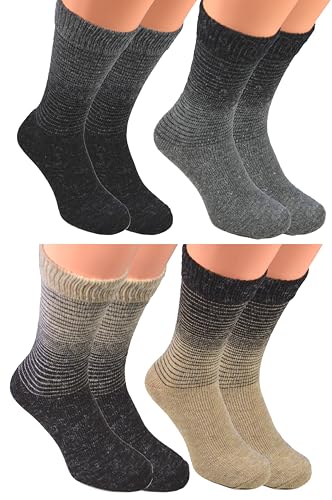 4 Paar Die besten Alpaka-Socken aus Peru Weich atmungsaktiv und ideal für den täglichen Einsatz mit natürlicher Isolierung die Kälte abhält und die Socken zu einem Must-have geringelt 43-46 von Good Deal Market