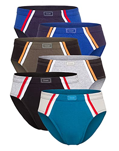 6 tolle Herren Slip Schlüpfer Gr. 6/L in verschiedenen Farbkombinationen unterhose ohne Knopf und eingriff unterhosen männer Baumwolle 100 größe grösse gr. 5 6 7 8 9 10 pack günstige slips von Good Deal Market