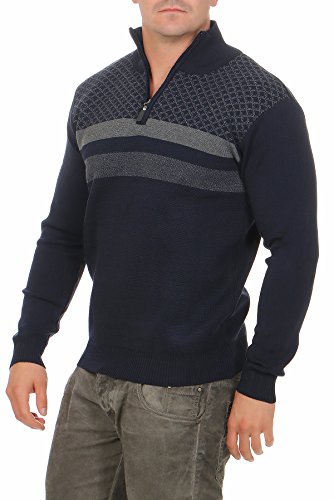 Arbeitspullover 50/M marine mit Blockstreifen rollkragen mit reißverschluss herren winddicht herren zipp sweater gute und form-stabile verarbeitung m l xl xxl large medium small x-large Hamburger von Good Deal Market