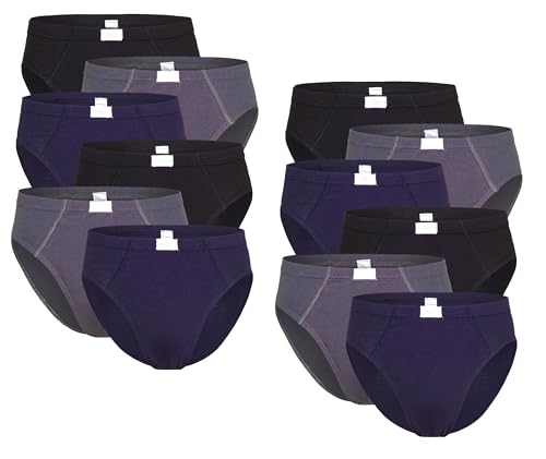 Good Deal Market 12 Herren Slip Sportslip Schlüpfer Gr.6/L grau schwarz Marine 100% Baumwolle von Good Deal Market