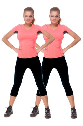 Good Deal Market 2 Capri Legging Blickdicht schwarz und bequem Perfekt für Sport und Freizeit Als Legging 7/8 oder Lange Leggings schwarz L/44-46 von Good Deal Market