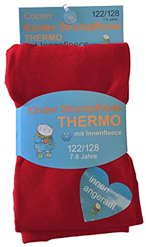 Good Deal Market 2 Kinder Thermostrumpfhosen mit flauschigem Innenfleece Vollfrottee tolle Unifarben Grösse 122-128 Rot von Good Deal Market