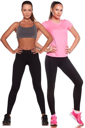 Good Deal Market 2 Leggings Baumwoll im Doppelpack Die Legging 95% Baumwolle sind atmungsaktiv und in vielen Größen verfügbar schwarz XXL/50-52 von Good Deal Market