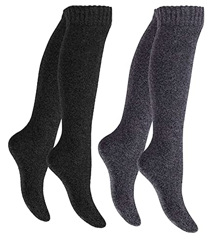Good Deal Market 2 Paar Damen Kniestrümpfe grau anzhrazit Socken Grössen 39 42 damen-Kniestrumpf Damen-Kniestrümpfe schwarze damen-kniestrümpfe damen Kniestrümpfe von Good Deal Market