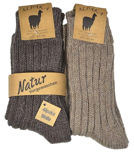 Good Deal Market 2 Paar braun Die ideale Alpaka Socke für Damen und Herren ist weich atmungsaktiv und perfekt für den Alltag ideal für Büro Zuhause oder Spaziergänge braun 39-42 von Good Deal Market