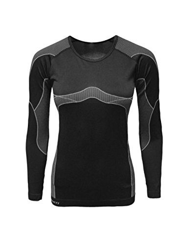 Good Deal Market 2 Stück Lange Ski-Unterhemden für Damen Funktions-Unterwäsche innen angeraut Thermo-Wäsche (S/M, 2X schwarz/grau) von Good Deal Market