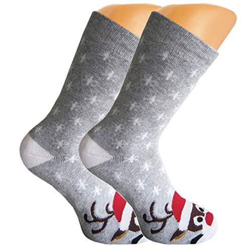 Good Deal Market 3 Paar kuschelige warme Damen-Socken Thermo Grösse 35-38 grau mit Weihnachtsmotiv Vollfrottee Wintersocke Strümpfe von Good Deal Market