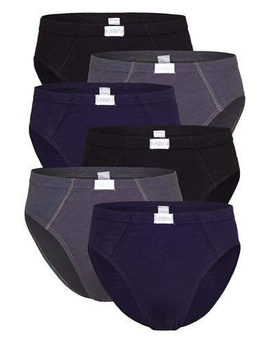 Good Deal Market 6 Herren Slip Sportslip Schlüpfer Gr.6/L grau schwarz Marine 100% Baumwolle von Good Deal Market