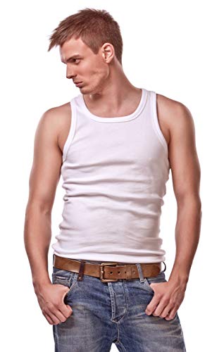 Good Deal Market 6 Herren Unterhemden Weiss Gr. 9/XXXL weiß glatt Herren Unterhemd weiß Bio Baumwolle Weisses Tank Top weiß weißes Unterhemd lang Herren Unterhemd von Good Deal Market