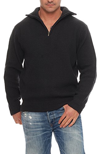 Good Deal Market Arbeitspullover Hamburger Troyer Strickpullover Seemannspullover Isländer mit Schurwolle Gr. 48/S anthrazit von Good Deal Market