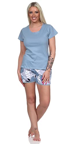 Good Deal Market Blauer kurzer Damen Shorty Schlafanzug sommerlich 40/42 sommerlicher luftig luftiger Baumwoll Schlafanzug kurz Schlafanzug Frauen Pyjama Baumwolle sexy Schlafie von Good Deal Market