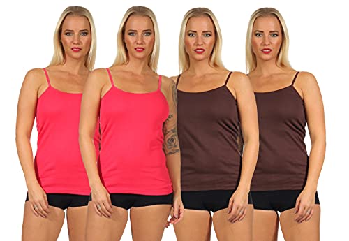 Good Deal Market Cocain 4 Damen Unterhemden Grösse 48-50 pink braun Spaghettiträger Damen Unterhemd Mädchen Garnitur Top Tank T-Shirt Gr. 40 42 44 46 48 50 52 54 56 58 60 62 Spaghetti Tops von Good Deal Market