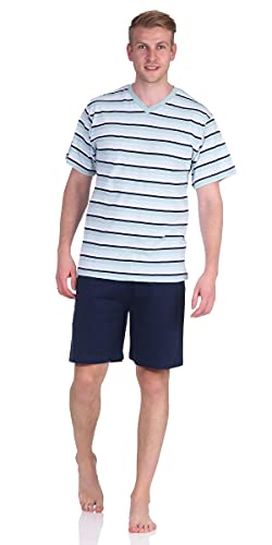 Good Deal Market Herren Shorty Schlafanzug Kurze Hose L, V-Ausschnitt Aqua kurzer herrenschlafanzug Baumwoll Schlafanzug Schlafanzug kurz Schlafanzug männer Pyjama M L Schiesser von Good Deal Market