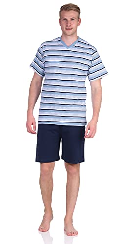 Good Deal Market Herren Shorty Schlafanzug Kurze Hose Verschiedene Modelle Deutsche Größen M L XL XXL (XL, V-Ausschnitt blau) von Good Deal Market