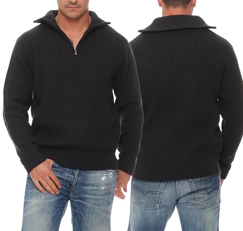Good Deal Market Robuster Troja Pullover Herren Troyer ideal für Arbeit und Freizeit warme Schurwolle trifft pflegeleichtes Acryl mit praktischem Reißverschluss Gr. 50 anthrazit von Good Deal Market