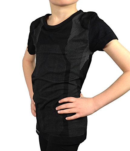 Good Deal Market Skiunterwäsche Kinder Kurzarm Funktionelle Thermowäsche Seamless 2 Hemden Kurzarm grau/schwarz 158-164 von Good Deal Market