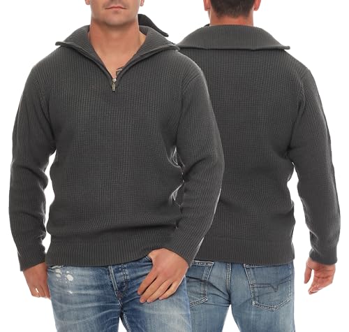 Good Deal Market Unser Herren Troyer mit Reißverschluss in Anthrazit EIN vielseitiger Strickpullover als Arbeitspullover oder im Alltag überzeugend und pflegeleicht Gr. 46 Oliv von Good Deal Market