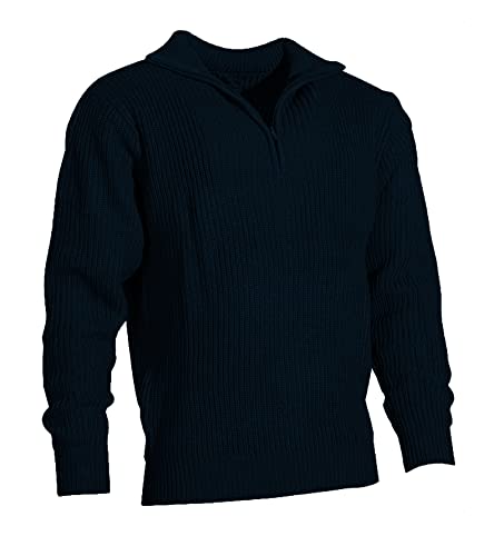 Knaben Strickpullover Marine blau mit Zipper Gr. 152 klassisch moderner Strickpulli Baumwolle schick cool in der Freizeit angenehm zu tragen Pullover von Good Deal Market