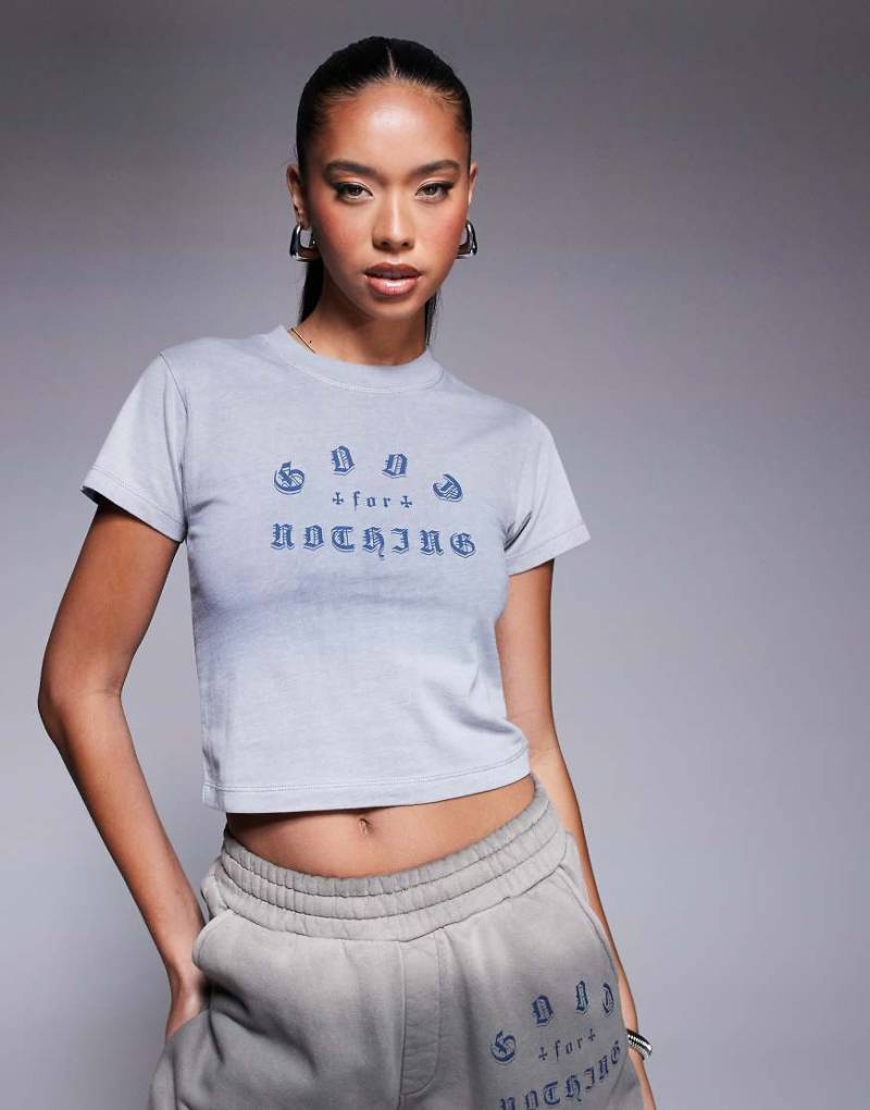 Good For Nothing - Cropped-T-Shirt in Grau mit Logo von Good For Nothing