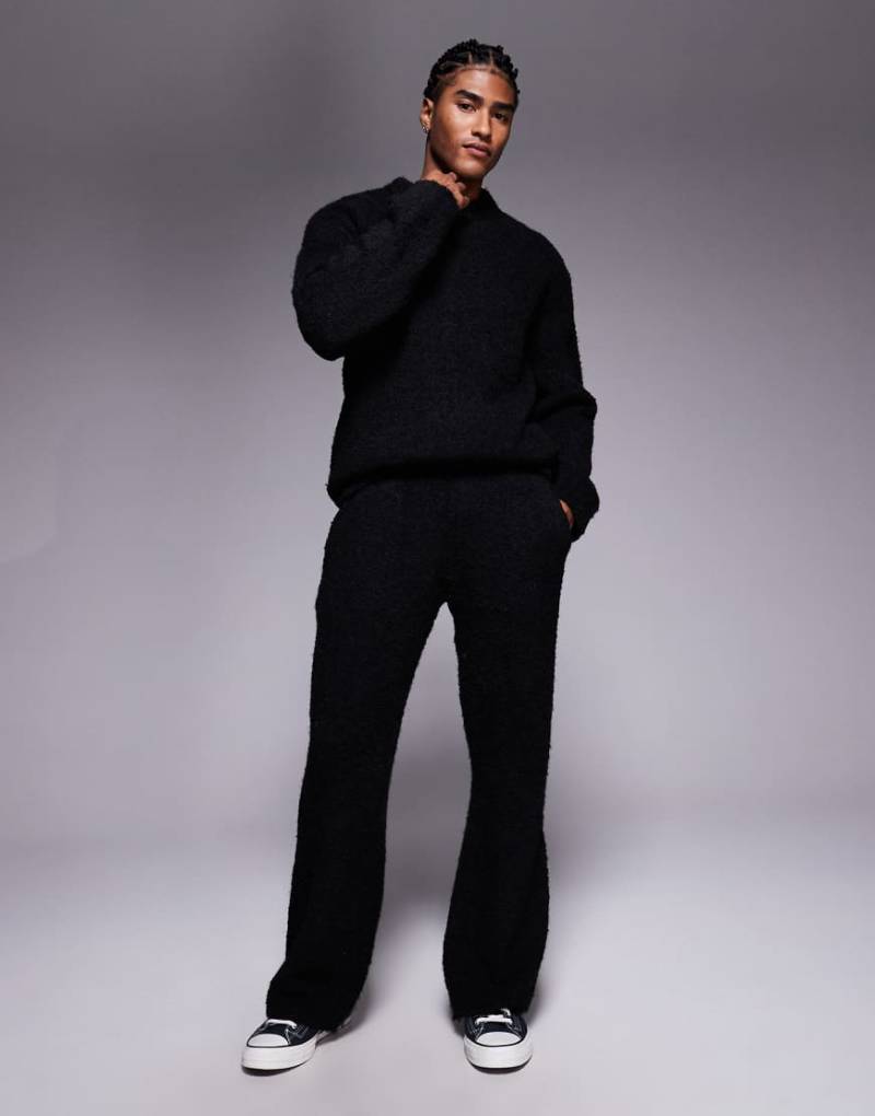 Good For Nothing - Gestrickte Bouclé-Jogginghose in Schwarz mit geradem Bein, Kombiteil von Good For Nothing