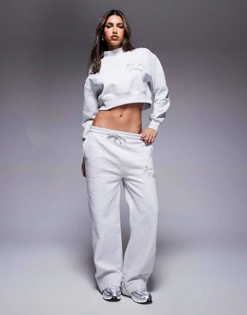Good For Nothing - Jogginghose in Grau meliert mit Überwendlichnähten, Kombiteil von Good For Nothing