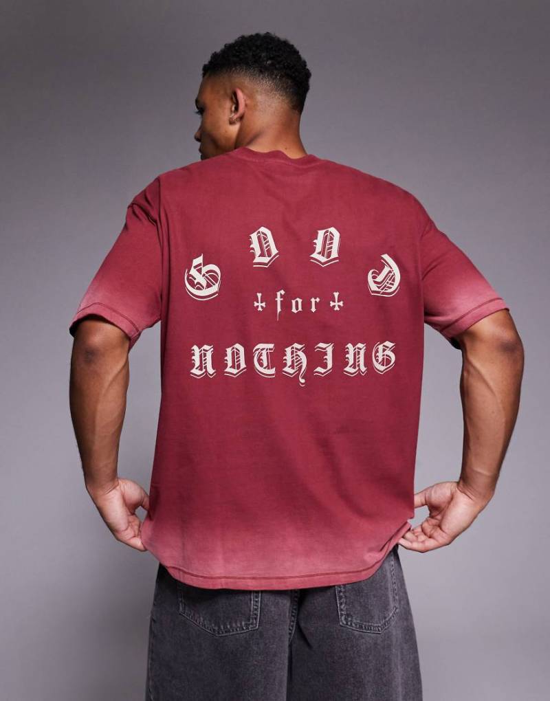 Good For Nothing - Oversize-T-Shirt in Rot mit Rückenprint und Spray-Optik von Good For Nothing