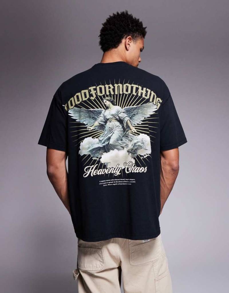 Good For Nothing - Oversize-T-Shirt in verwaschenem Schwarz mit Rückenprint von Good For Nothing