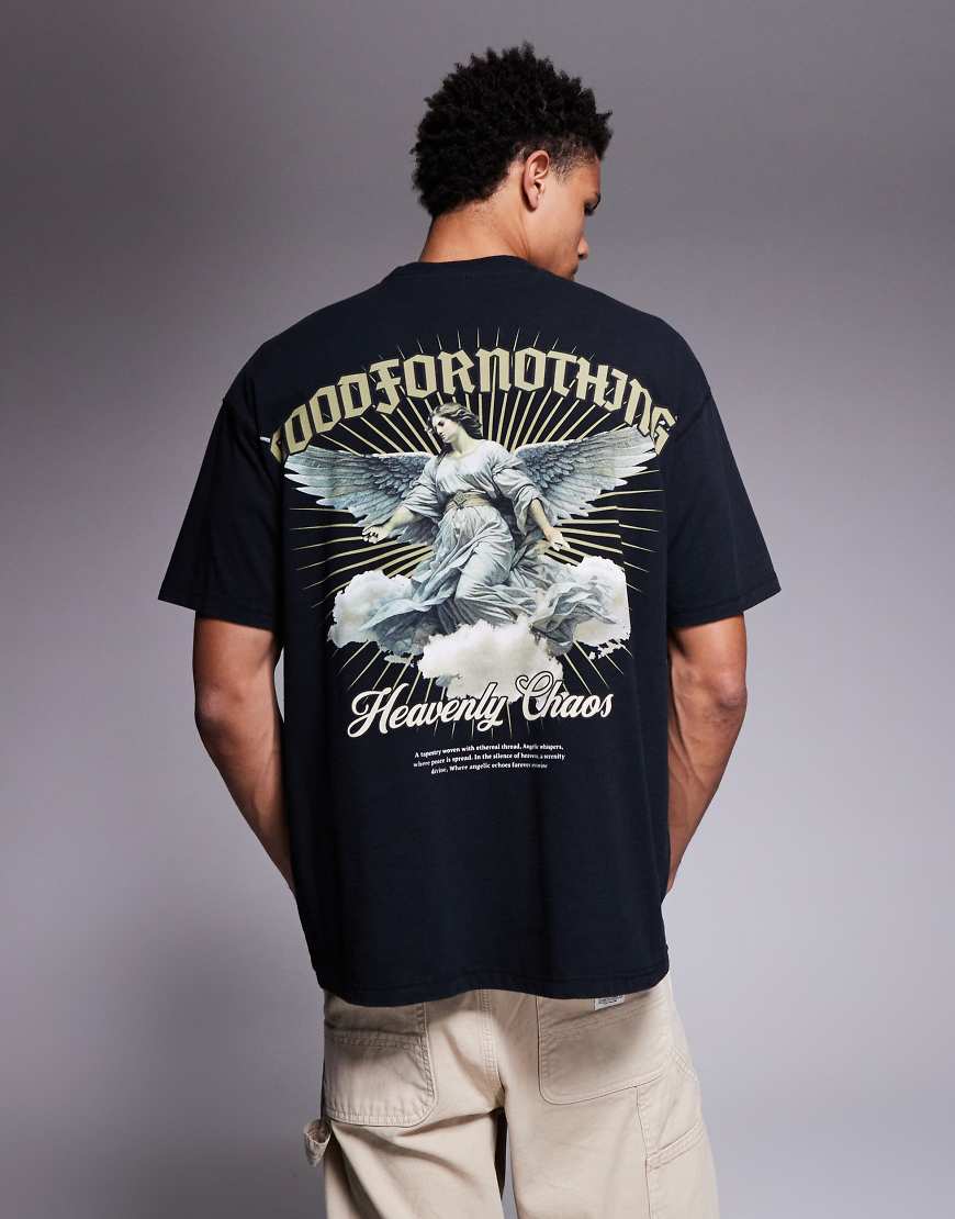 Good For Nothing - Oversize-T-Shirt in verwaschenem Schwarz mit Rückenprint von Good For Nothing