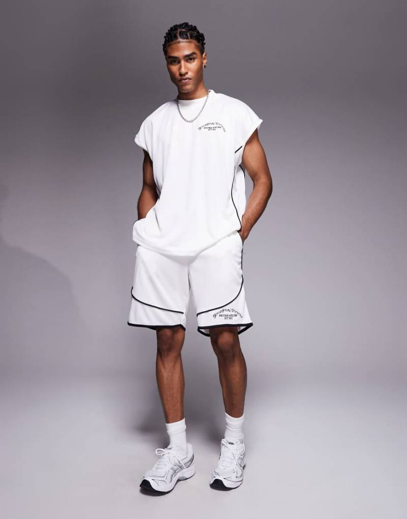 Good For Nothing - Shorts aus Netzstoff in Beige mit schwarzer Paspelierung, Kombiteil-Neutral von Good For Nothing