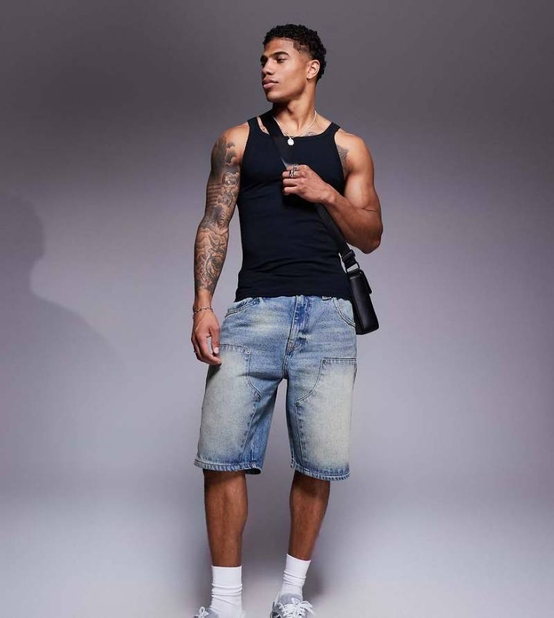 Good For Nothing - Skater-Carpenter-Shorts in Hellblau aus Denim von Good For Nothing