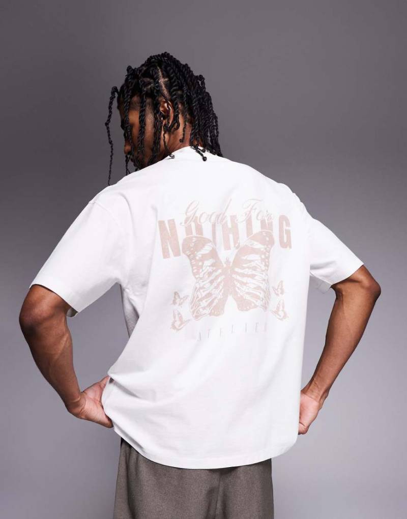 Good For Nothing - T-Shirt in Beige mit Schmetterlingsprint am Rücken-Neutral von Good For Nothing