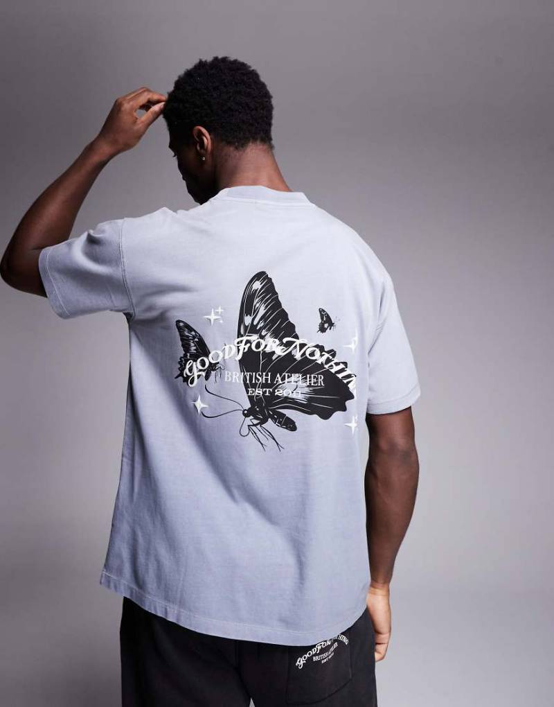 Good For Nothing - T-Shirt in Grau mit Schmetterlings-Rückenprint von Good For Nothing