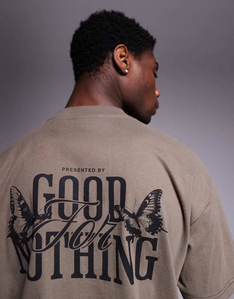 Good For Nothing - T-Shirt in Taupe mit Rückenprint-Neutral von Good For Nothing