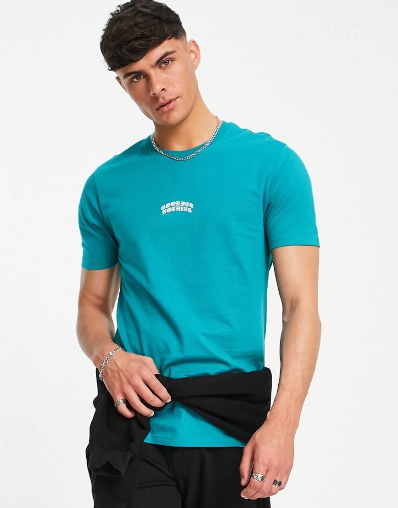 Good For Nothing - T-Shirt in Türkisblau mit mittigem Logoprint-Grün von Good For Nothing