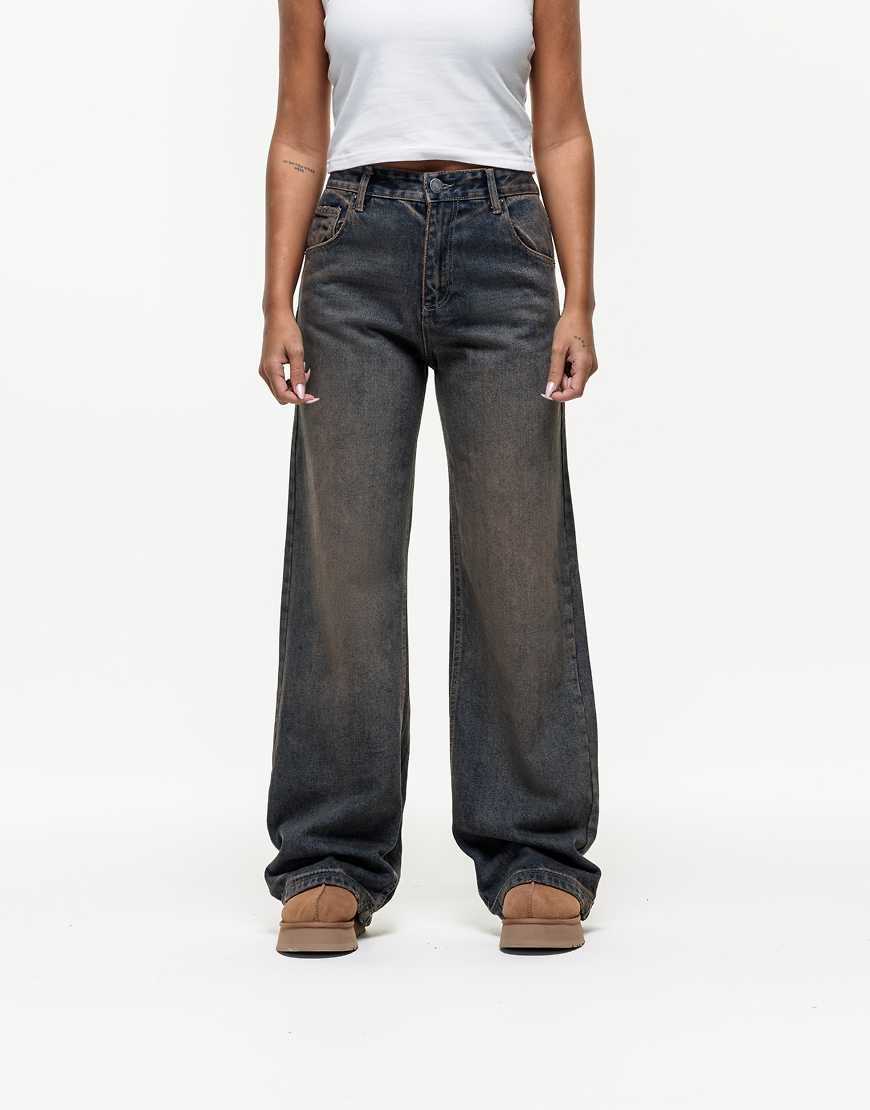 Good For Nothing - Weite Jeans in blauer Waschung mit Roststich-Braun Good For Nothing - Weite Jeans in blauer Waschung mit Roststich-Braun von Good For Nothing