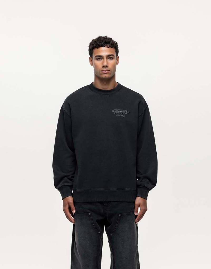 Good for Nothing - Sweatshirt in schwarzer Waschung mit partieller Naht, Kombiteil von Good For Nothing