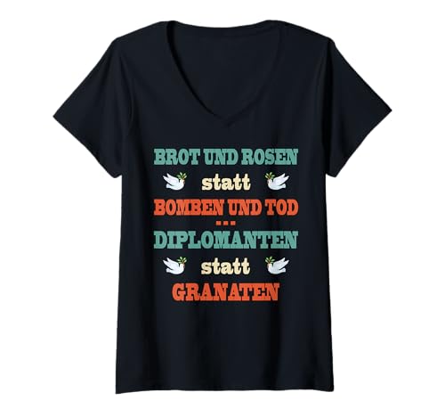 Damen Frieden für alle, Frieden und Liebe, wir brauchen den Frieden, Reformationstag T-Shirt mit V-Ausschnitt Damen Frieden für alle, Frieden und Liebe, wir brauchen den Frieden, Reformationstag T-Shirt mit V-Ausschnitt von Good Friday German Unity Day Int'l Day Of Peace