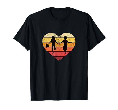 Ich liebe Kinder Strand Beste Freunde Retro Herz Geschwister T-Shirt Ich liebe Kinder Strand Beste Freunde Retro Herz Geschwister T-Shirt von Good Friends Kids Brother and Sister Parents Gifts