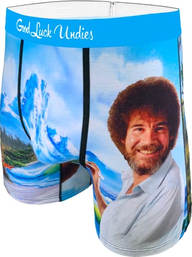 Good Luck Undies Herren-Boxershorts Bob Ross, Bob Ross, Happy Mountain, Large von Good Luck Sock