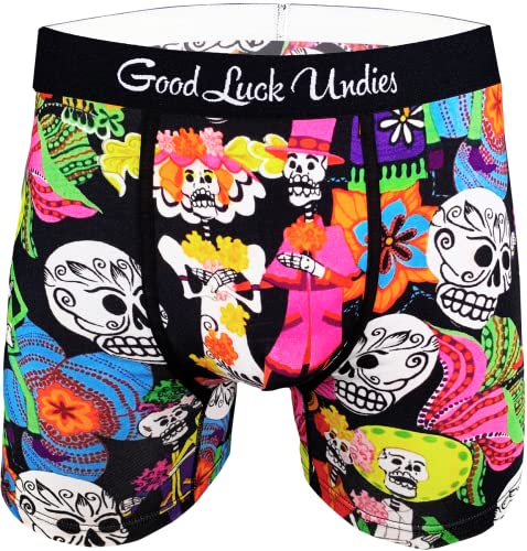 Good Luck Undies Herren Boxershorts Day of The Dead - Mehrfarbig - Large von Good Luck Sock