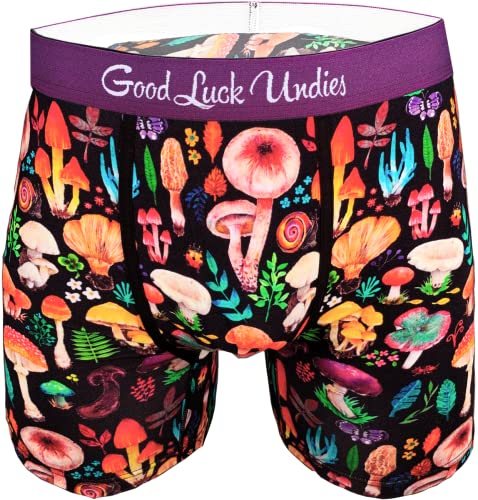 Good Luck Undies Herren Boxershorts Pilze - Schwarz - Large von Good Luck Sock