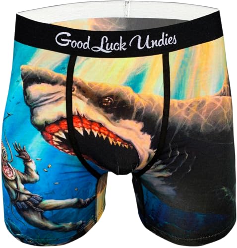 Good Luck Undies Herren Boxershorts Shark Attack - Blau - X-Large von Good Luck Sock