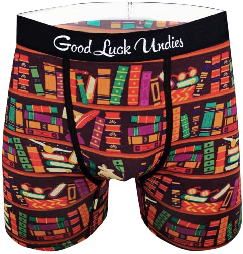 Good Luck Undies Herren Boxershorts mit Büchern - Mehrfarbig - Large von Good Luck Sock