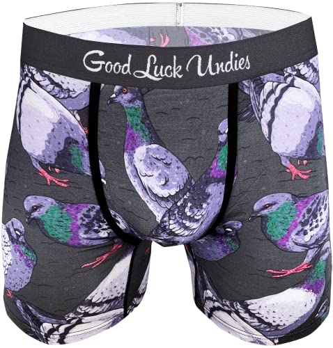 Good Luck Undies Herren-Boxershorts mit Tauben-Motiv, grau, Medium von Good Luck Sock